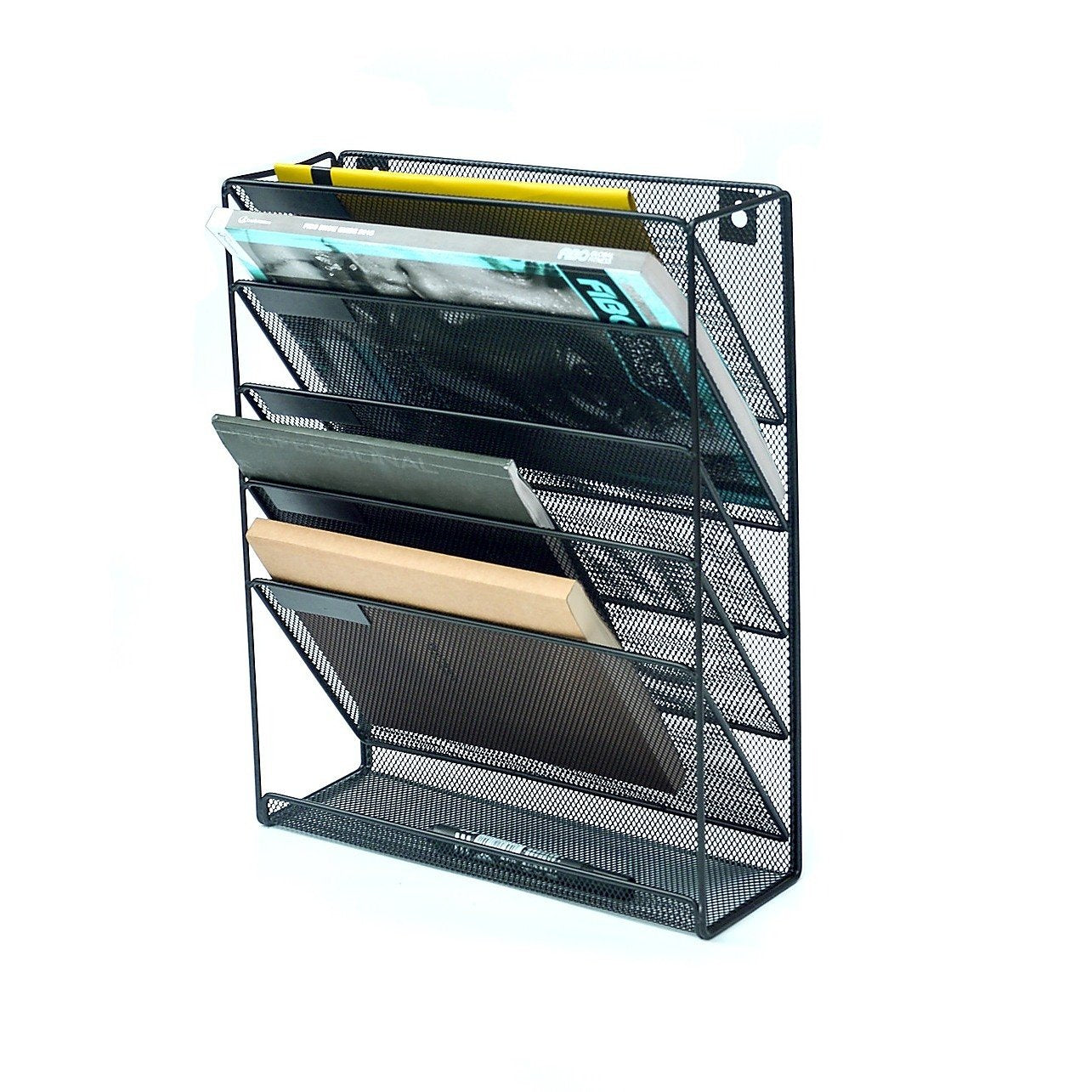 Wall Mount 6 Pocket Hanging File Sorter Organizer Folder Holder Rack